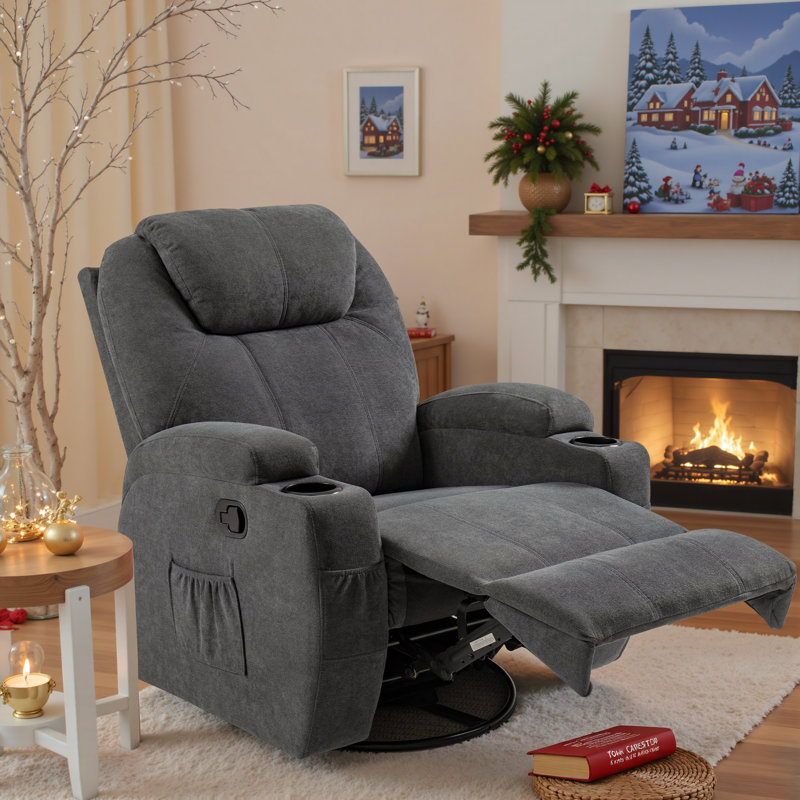 Latitude Run® Fabric Rocking Chair with Massage, 360 Degree